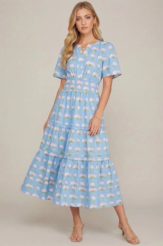 Blue | Hydrangea Midi Dress