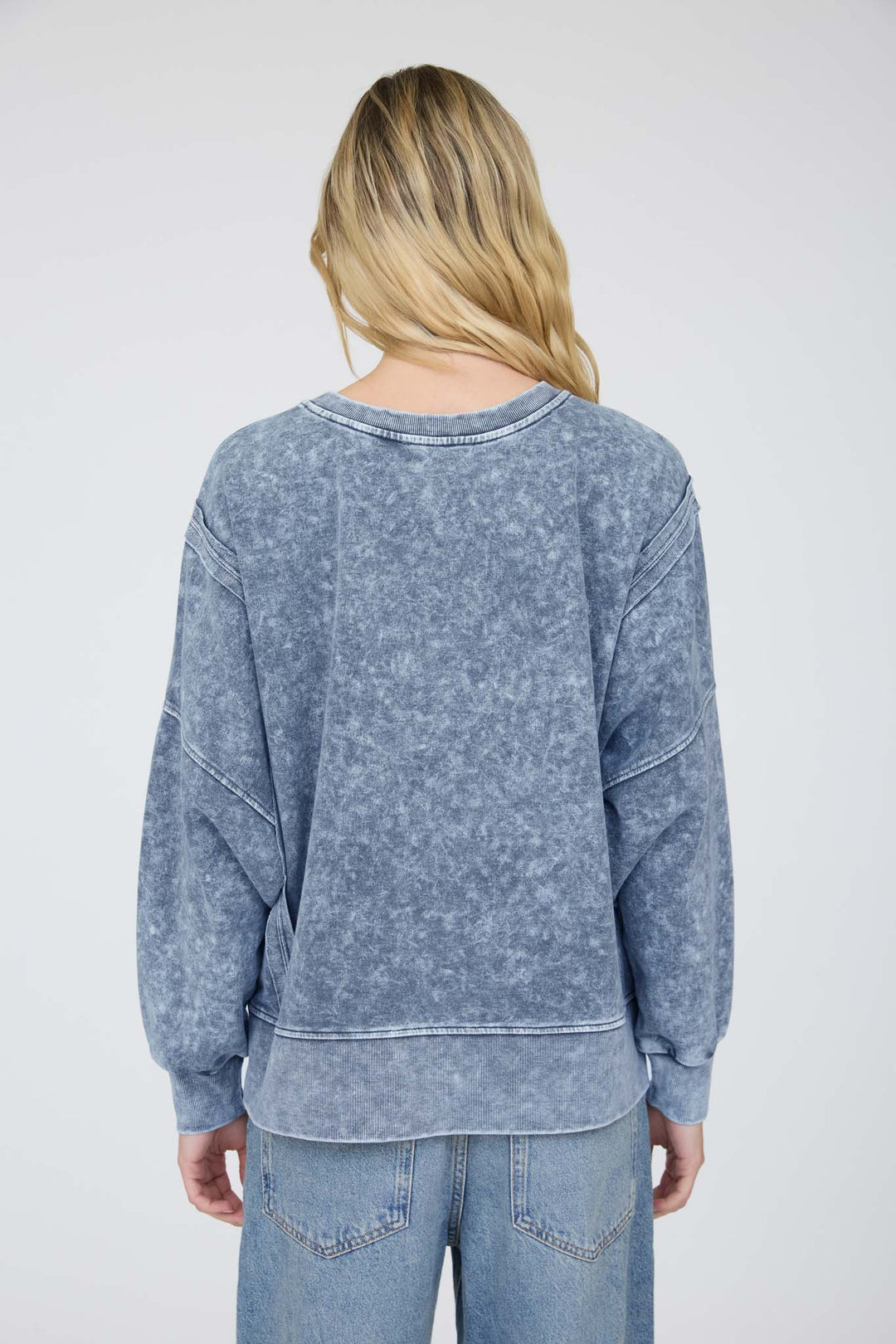 Blu Pepper-ACID WASH LONG SLEEVE SIDE SLIT KNIT TOP