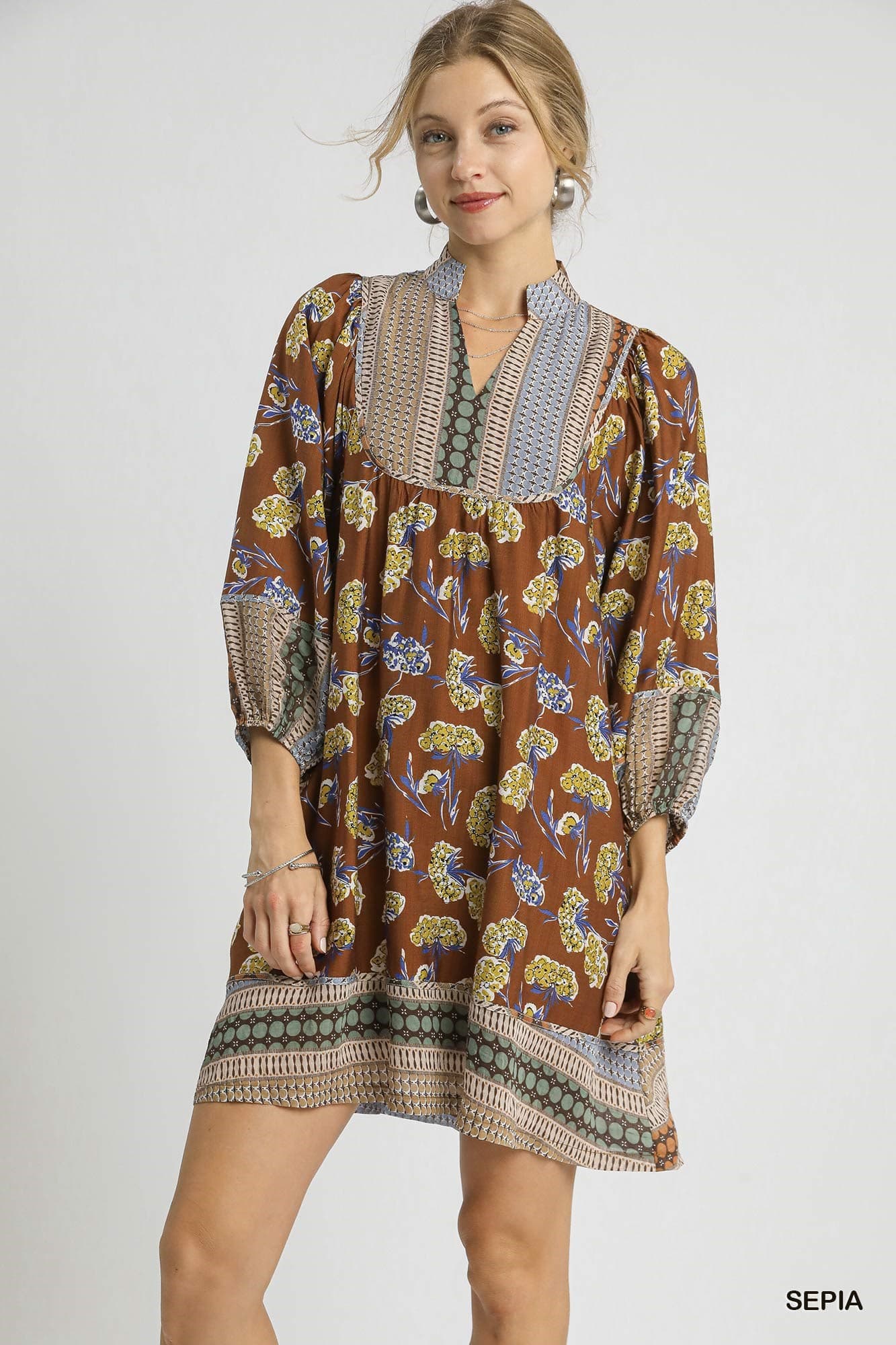 Umgee-Border Print Tunic Dress