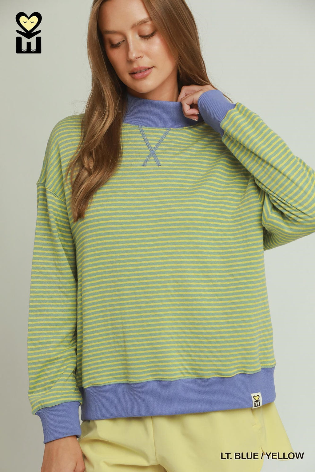 Umgee-Reversible Stripe & Polka Dot Pullover
