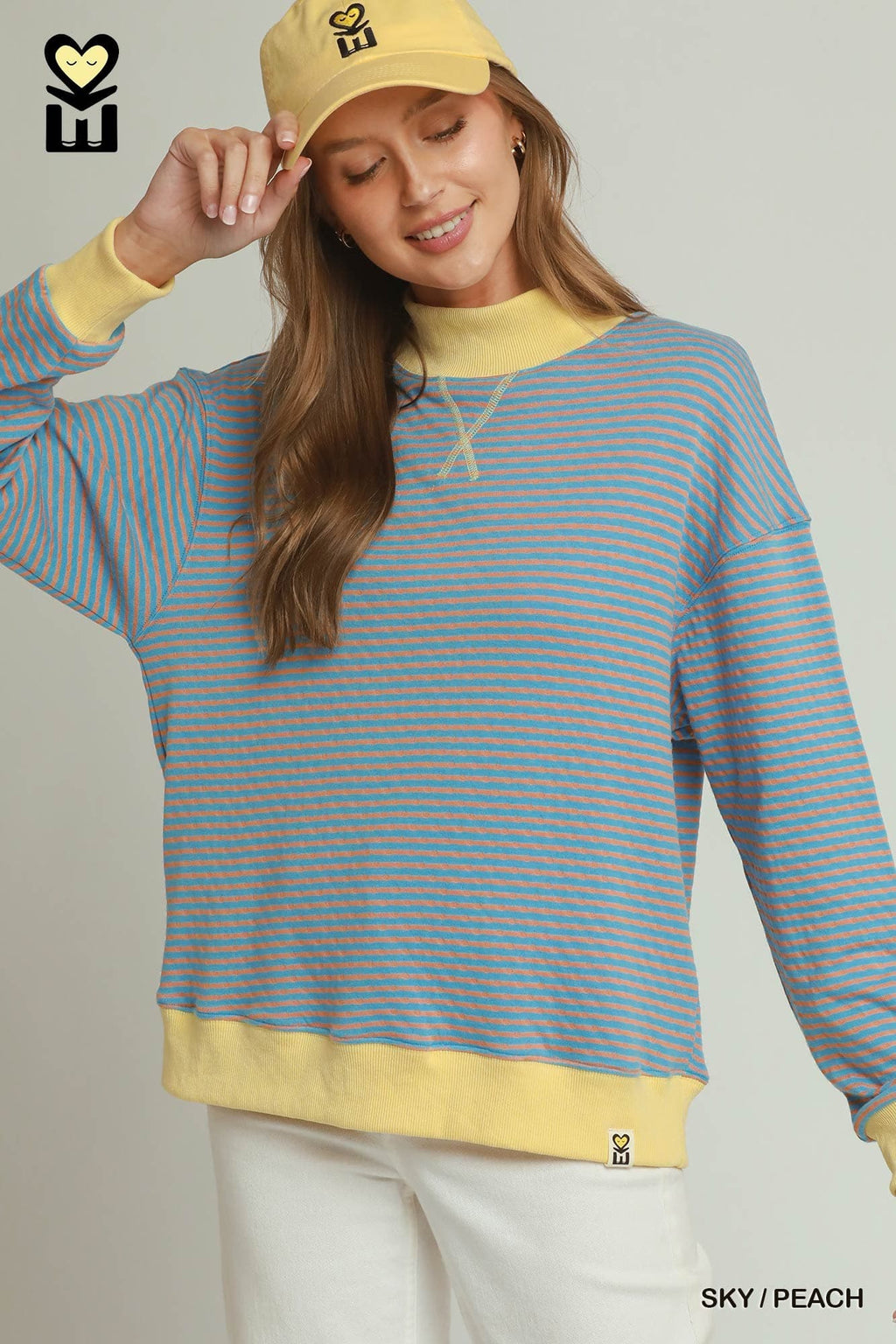 Umgee-Reversible Stripe & Polka Dot Pullover