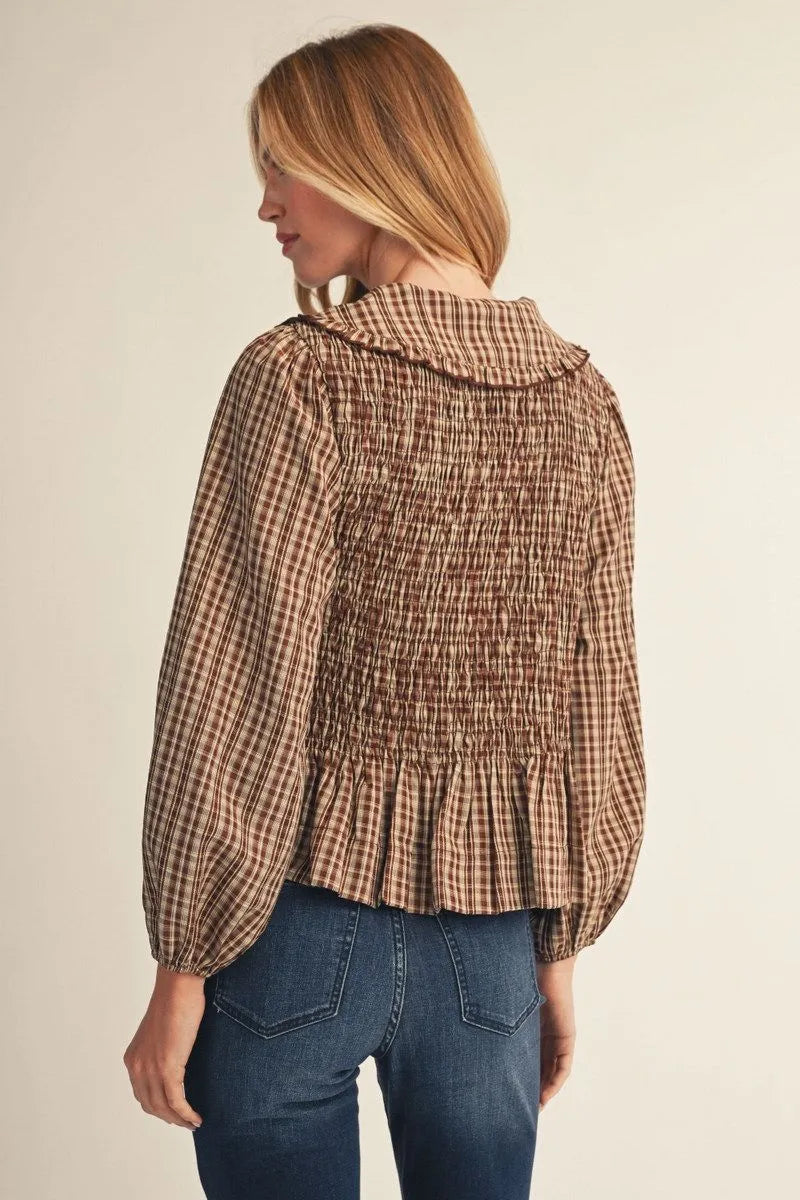 Jodifl-Long sleeves lovely plaid top