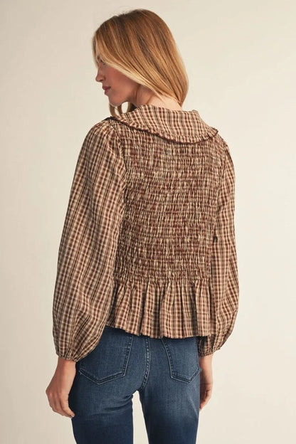 Jodifl-Long sleeves lovely plaid top