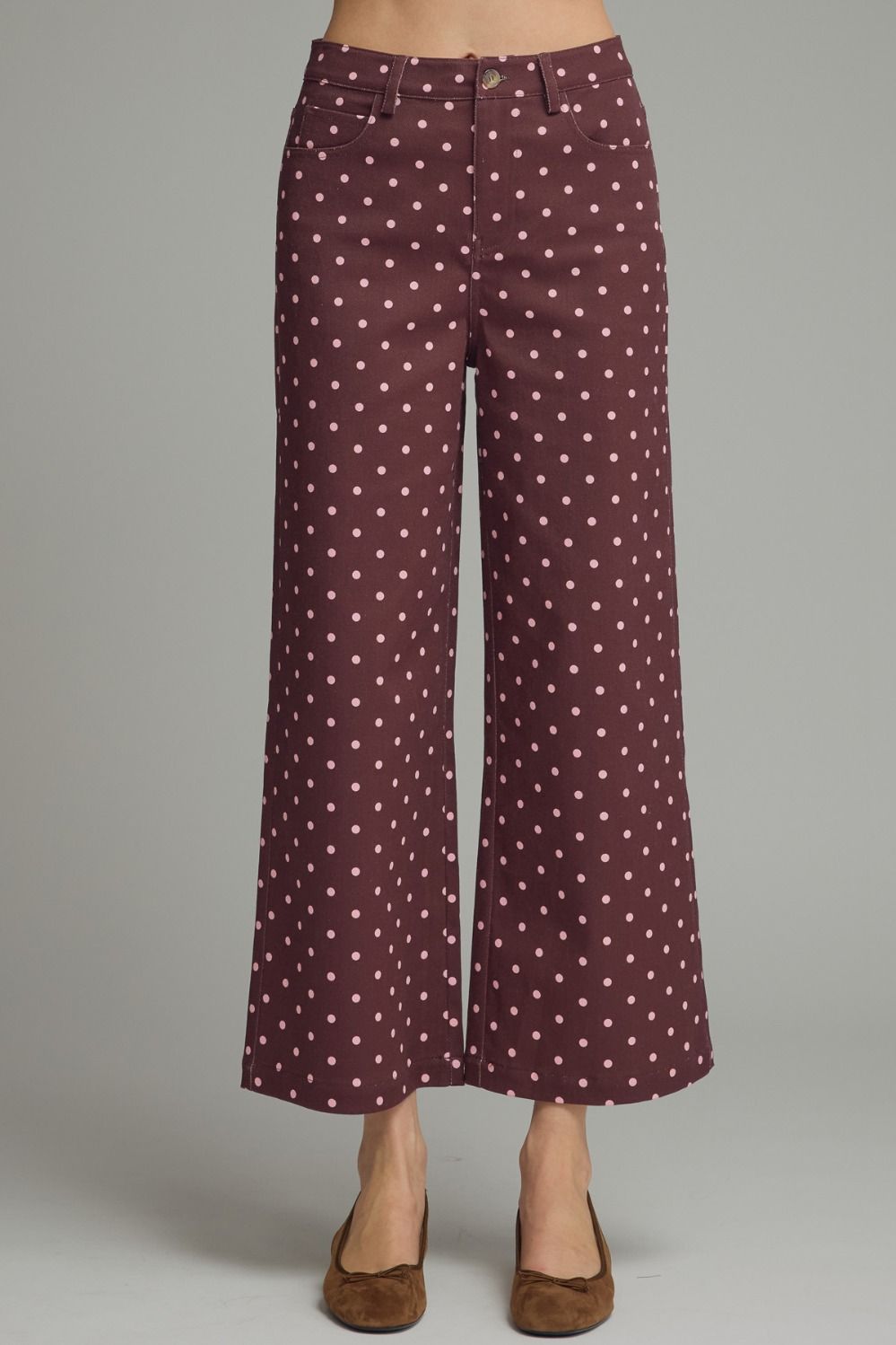 Entro-Polka dot wide leg pant.