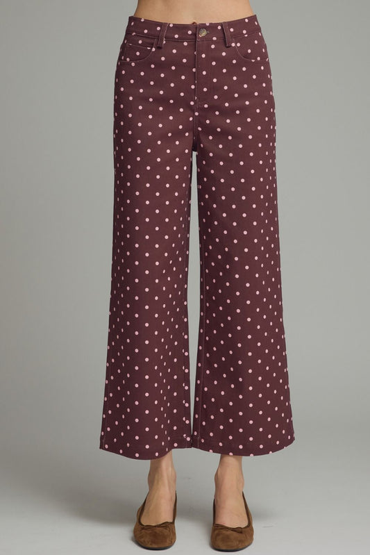Entro-Polka dot wide leg pant.