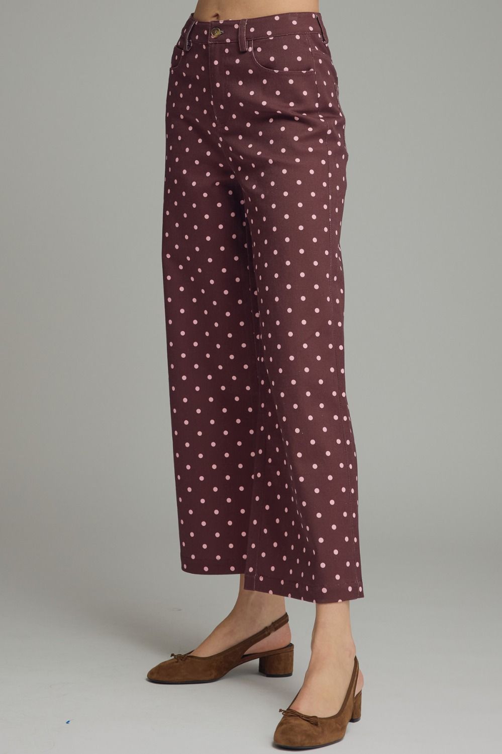 Entro-Polka dot wide leg pant.
