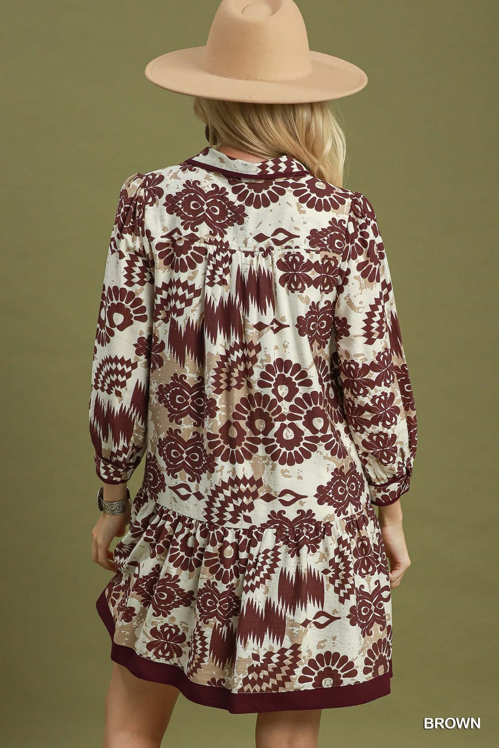 Umgee-Boho Border Print Tiered Mini Dress