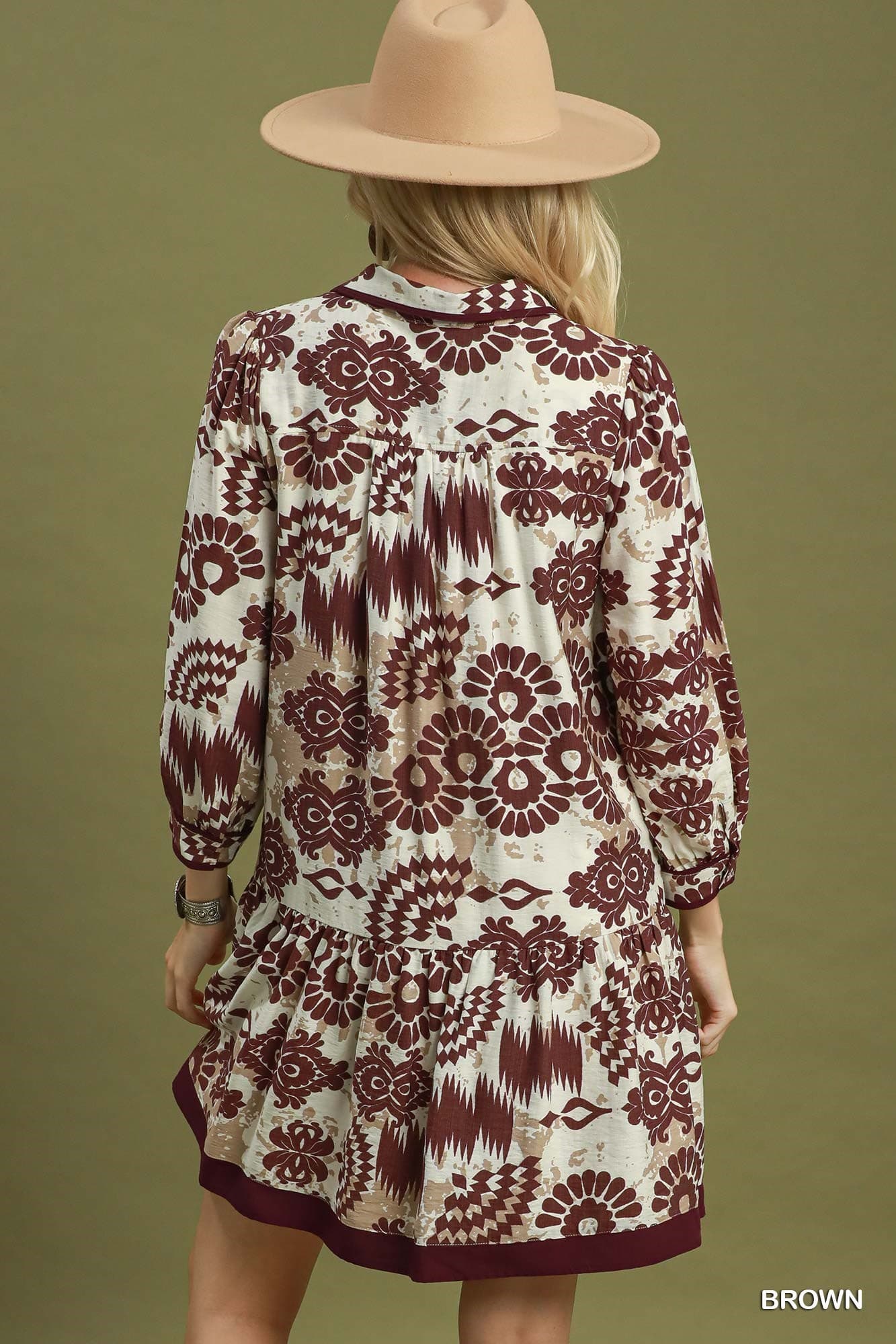 Umgee-Boho Border Print Tiered Mini Dress
