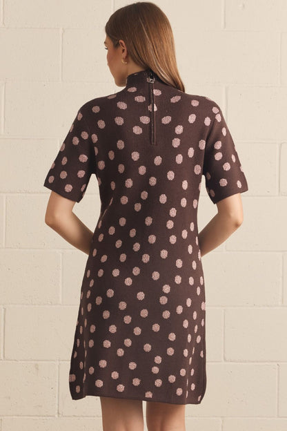 Mocha Metallic Dotted Dress