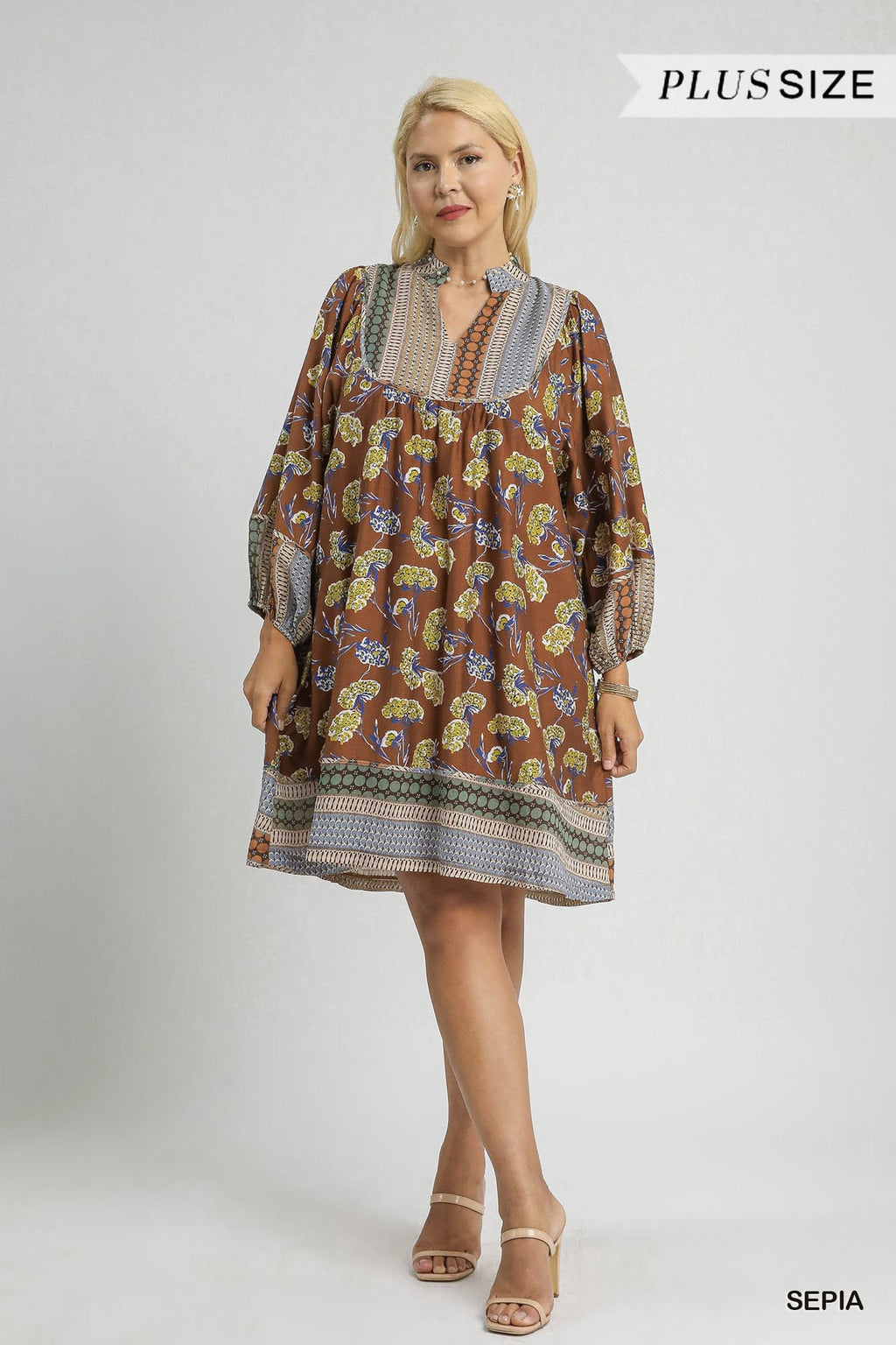 Umgee-Border Print Tunic Dress