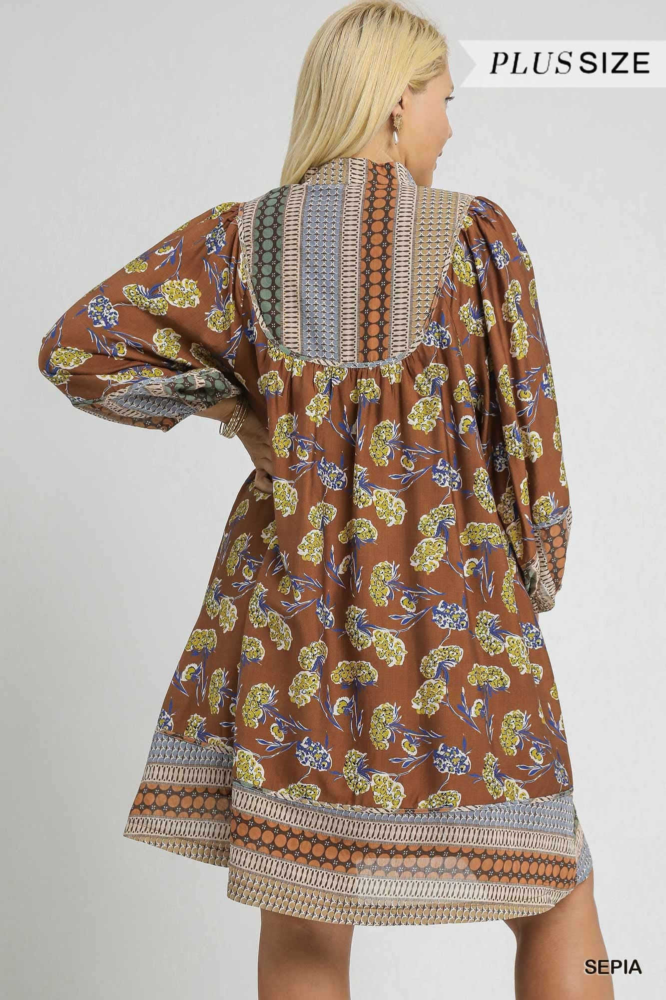 Umgee-Border Print Tunic Dress