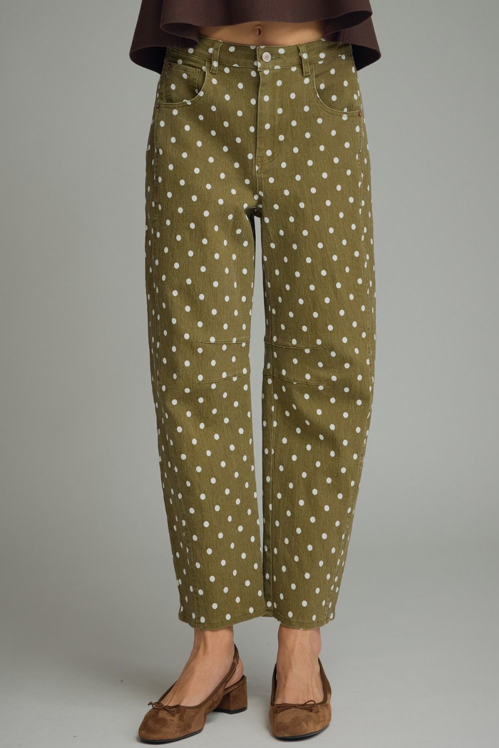 Entro-Polka dot pants featuring front and back pockets.