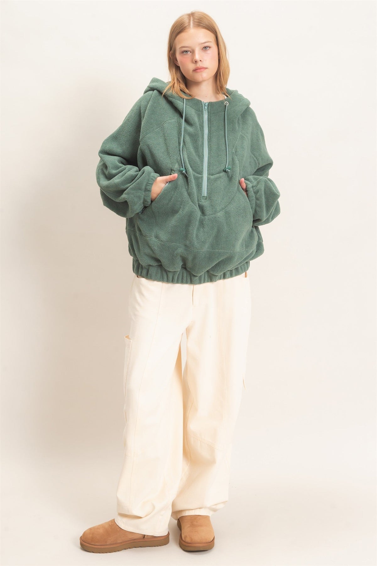 Hyfve-Half-Zip Fleece Hoodie