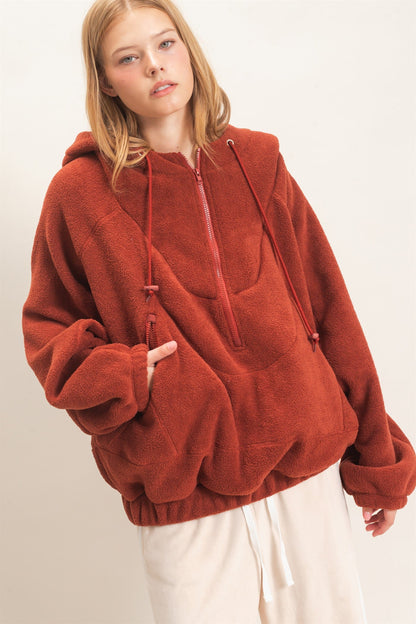 Hyfve-Half-Zip Fleece Hoodie