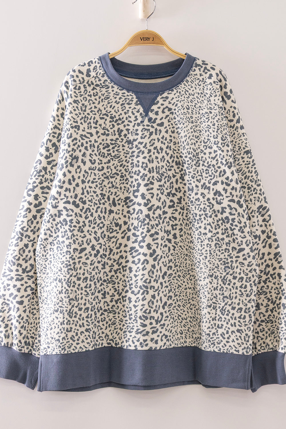 Very J- Denim Leopard Top