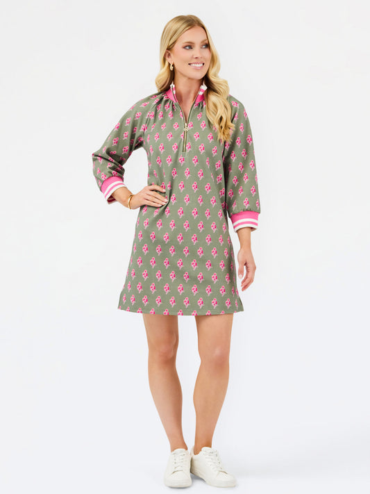 Mary Square-Suzanne Dress | Petal Sketch Olive
