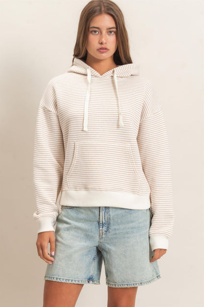 Hyfve-Striped French Terry Hoodie