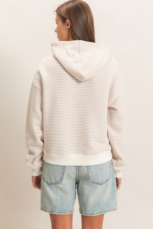Hyfve-Striped French Terry Hoodie