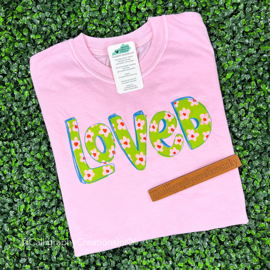 Pink/Green Floral Loved Tee