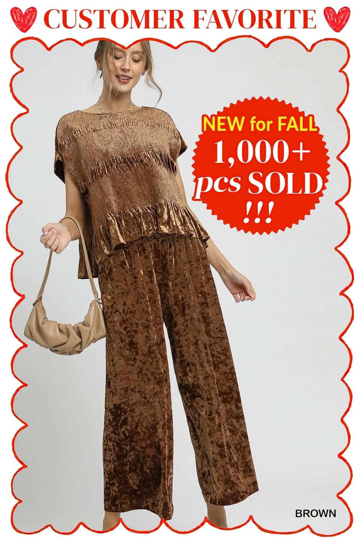 Velvet Ruffle Smocked Set