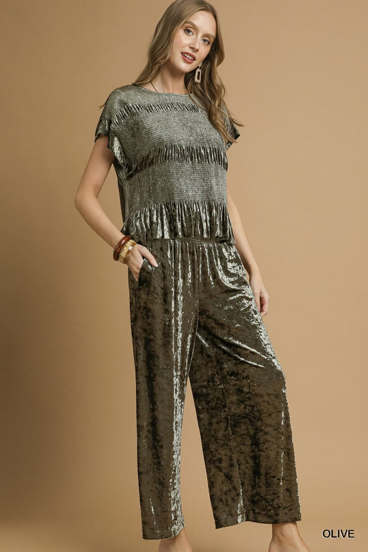 Velvet Ruffle Smocked Set