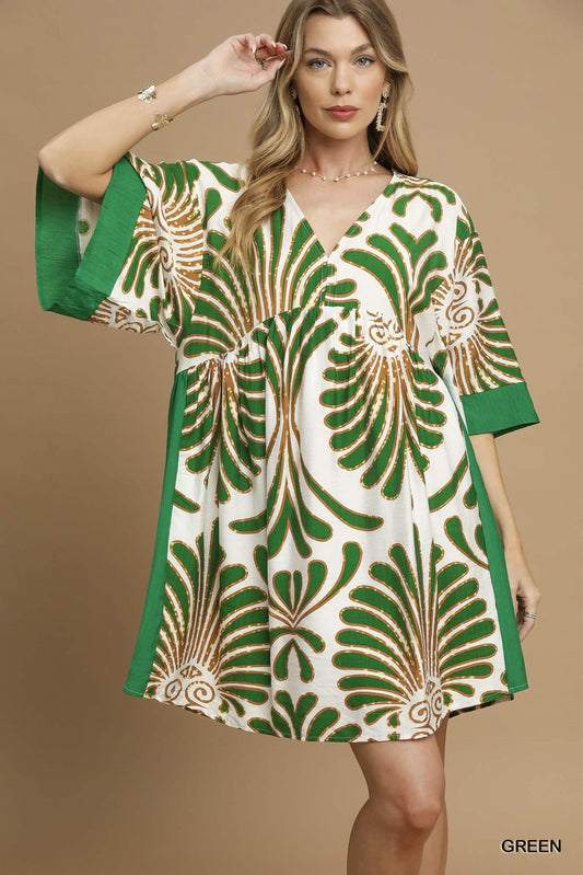 Abstract Print Kimono Dress