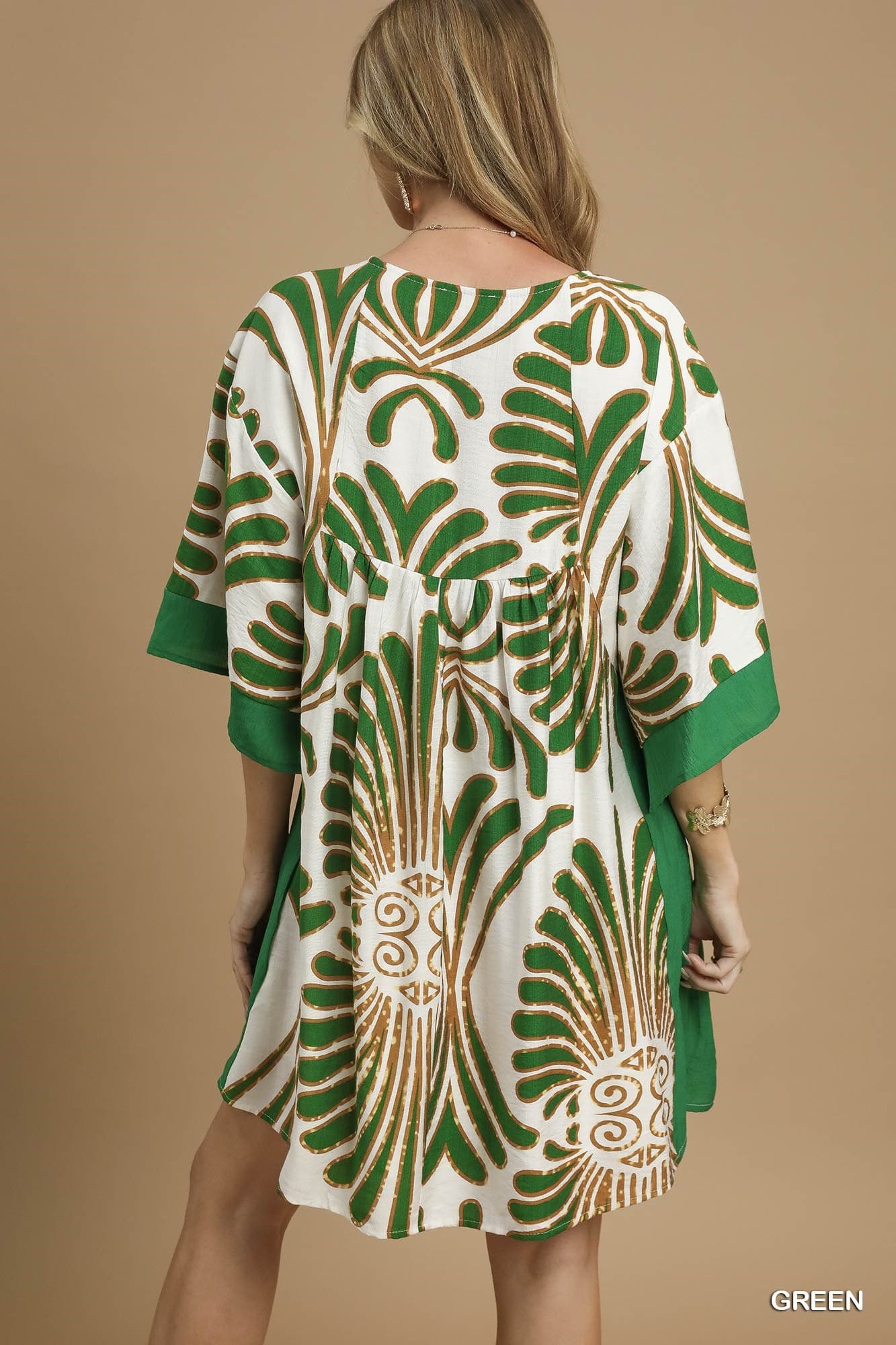 Abstract Print Kimono Dress
