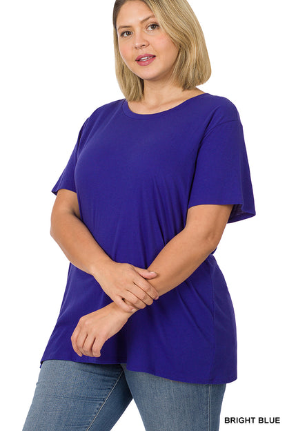 Plus Cotton Boyfriend Round Neck Tee