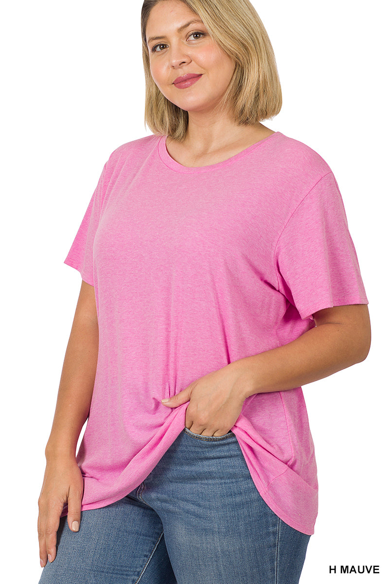 Plus Cotton Boyfriend Round Neck Tee