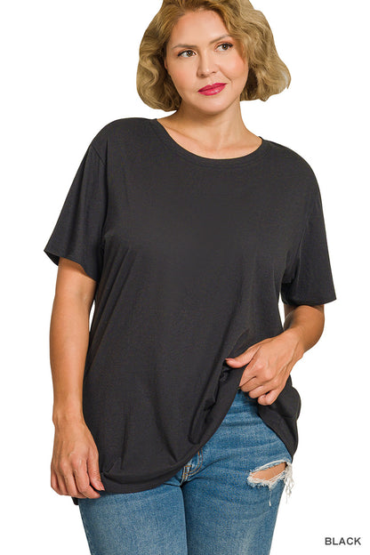 Plus Cotton Boyfriend Round Neck Tee