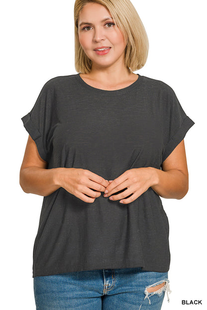 Plus Size Slub Cuffed Tee