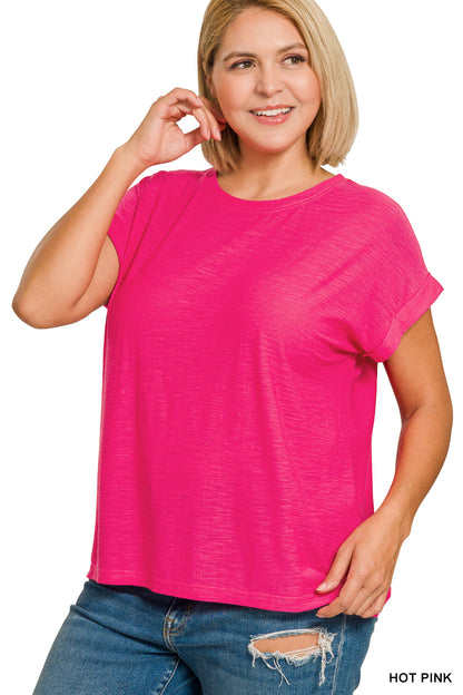 Plus Size Slub Cuffed Tee