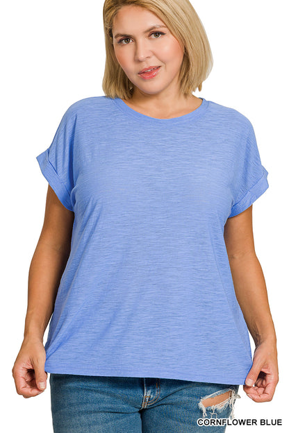 Plus Size Slub Cuffed Tee