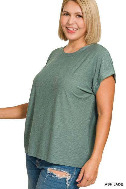 Plus Size Slub Cuffed Tee