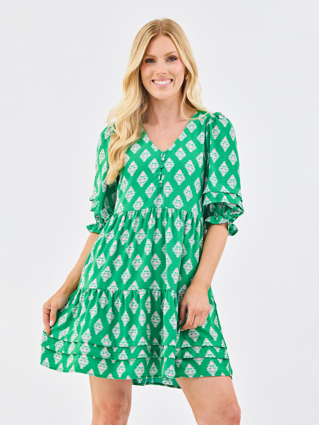 Mary Square Raya Dress | Early Riser Green