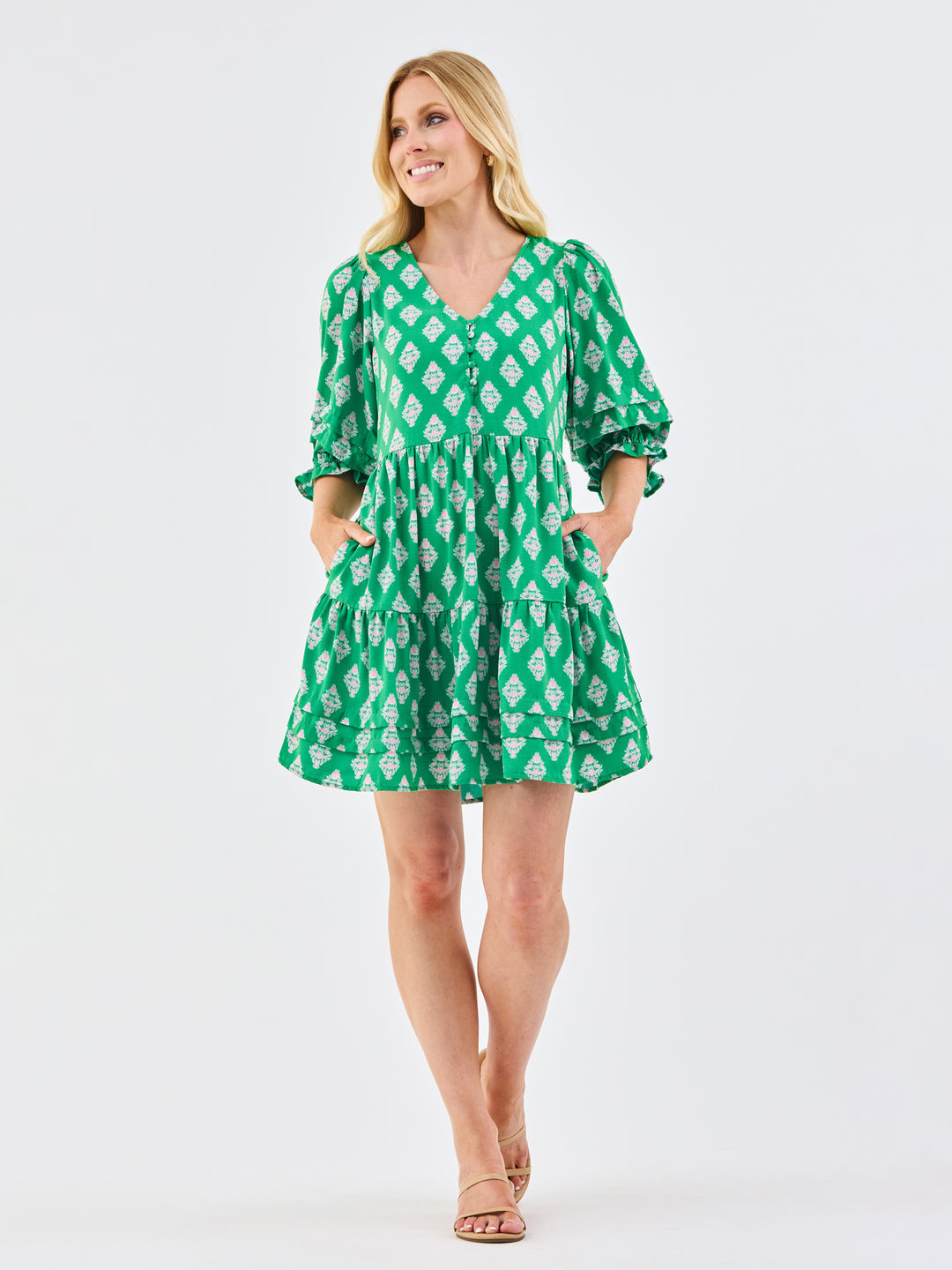 Mary Square Raya Dress | Early Riser Green