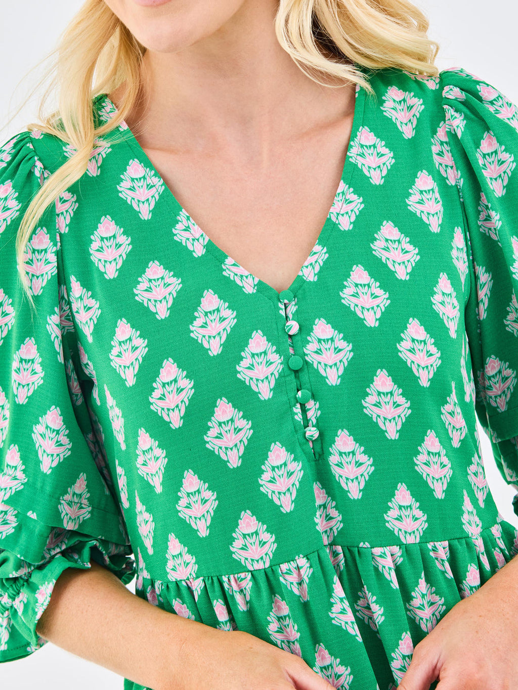 Mary Square Raya Dress | Early Riser Green