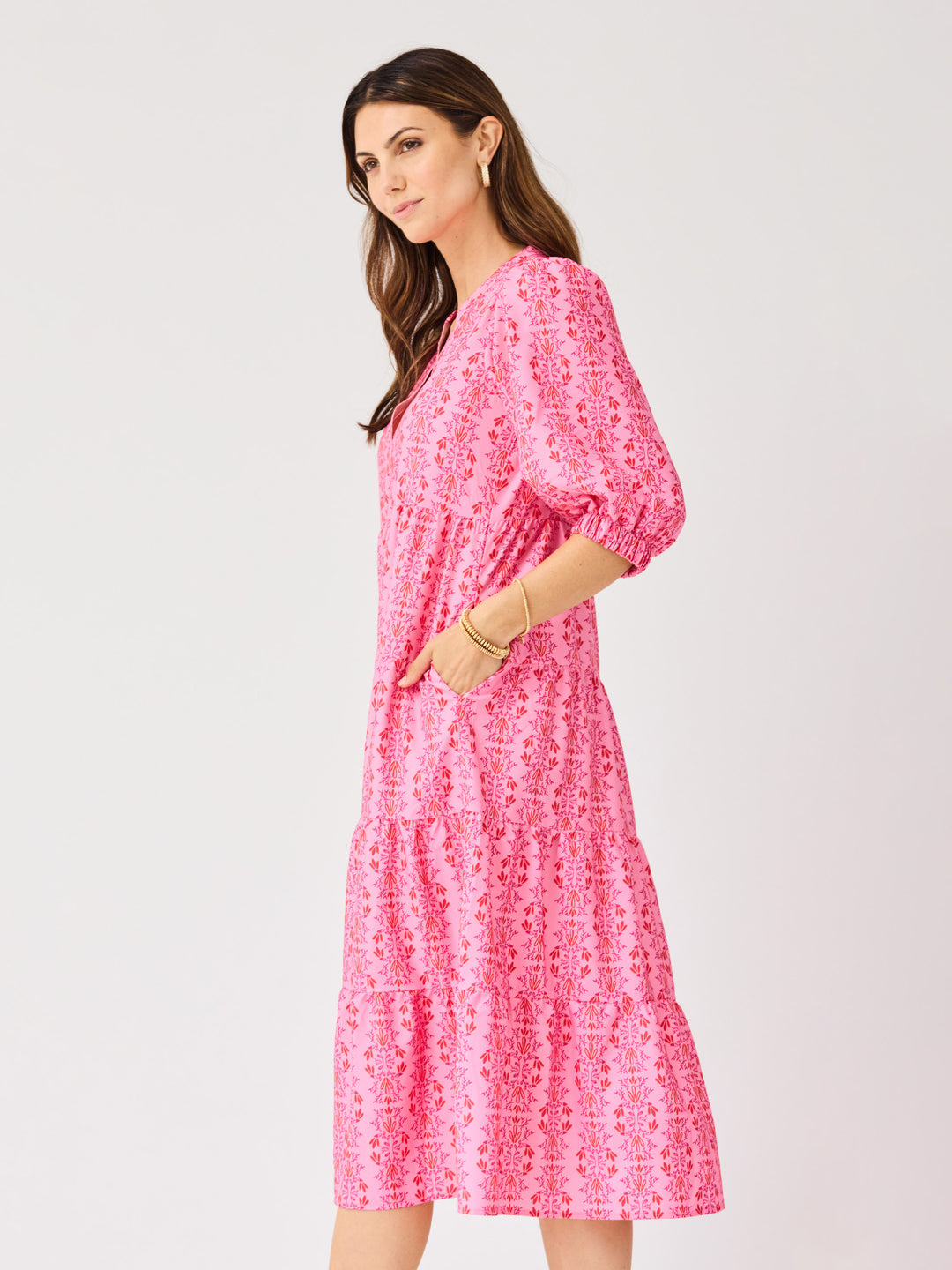 Mary Square Cameron Dress | Heirloom Vine Pink