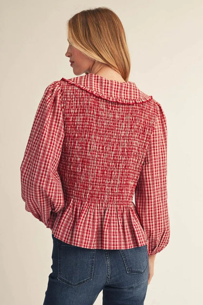 Jodifl-Long sleeves lovely plaid top