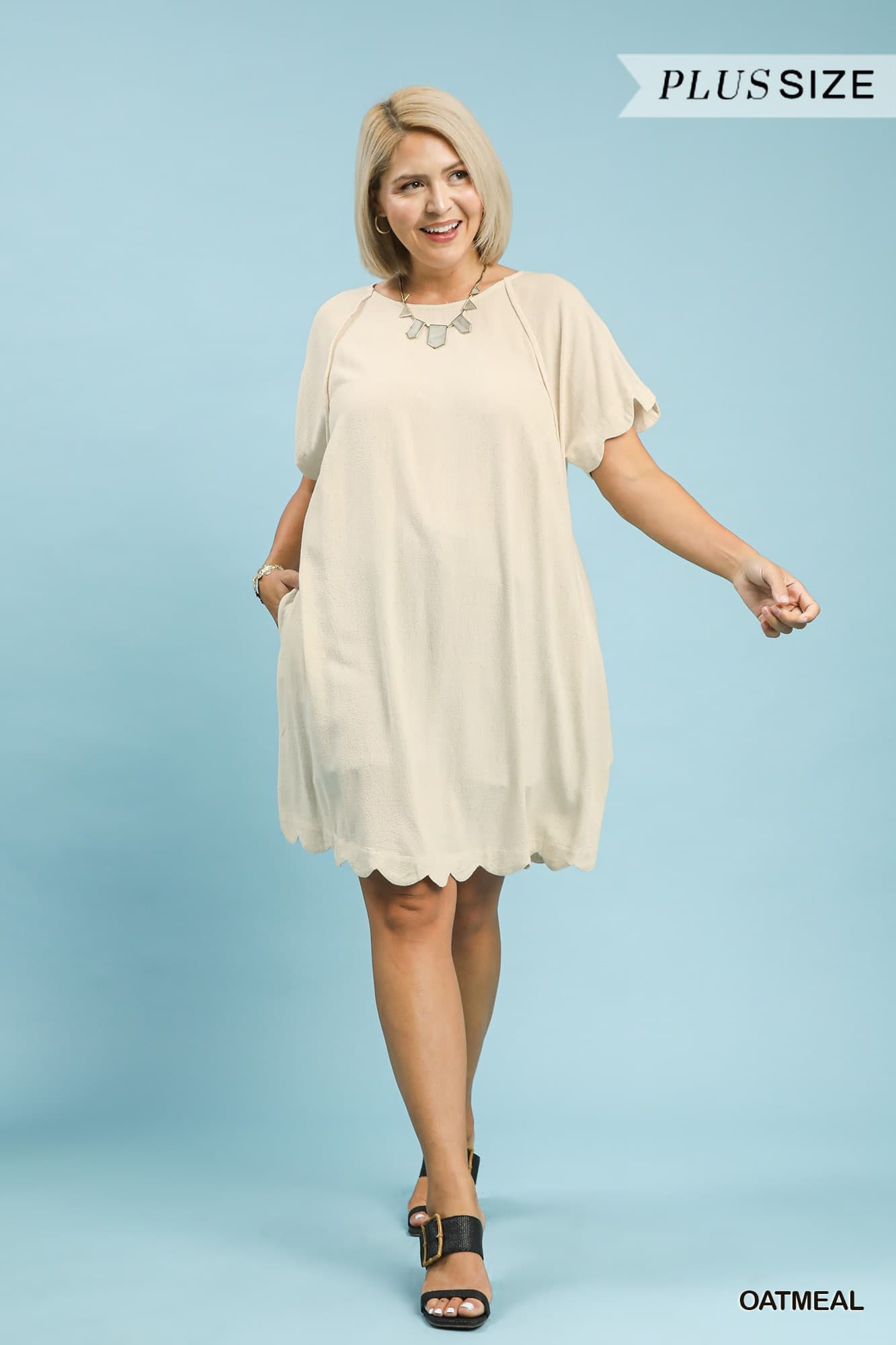 Plus Size Umgee Scalloped Hem Linen Dress Talk of the Town Style Co Plus Size Umgee Scalloped Hem Linen Dress Talk of the Town Style Co