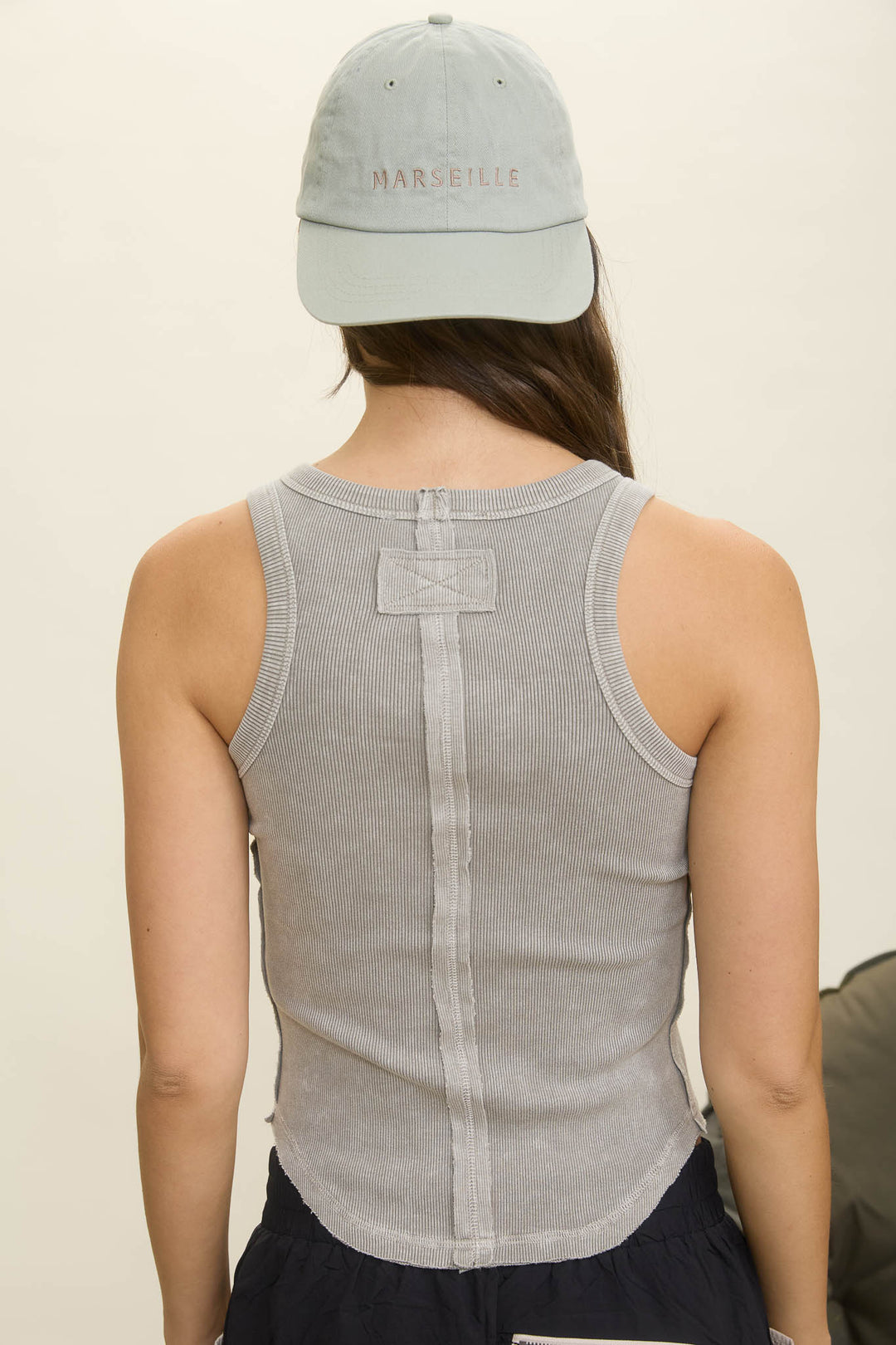 Blu Pepper WASHED RAW EDGE SLEEVELESS KNIT TANK TOP