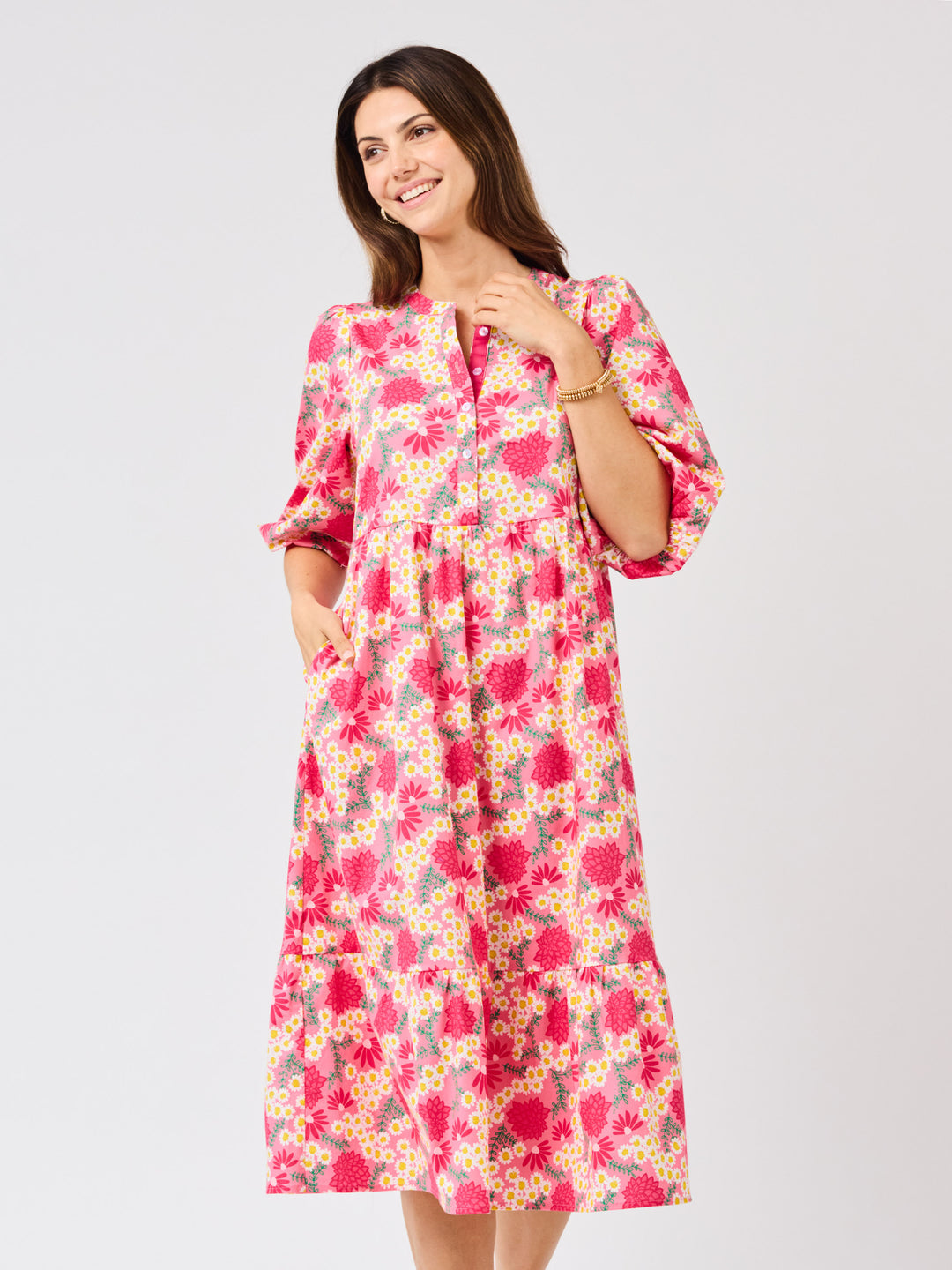 Mary Square Riley Dress | Daisy Chain Pink
