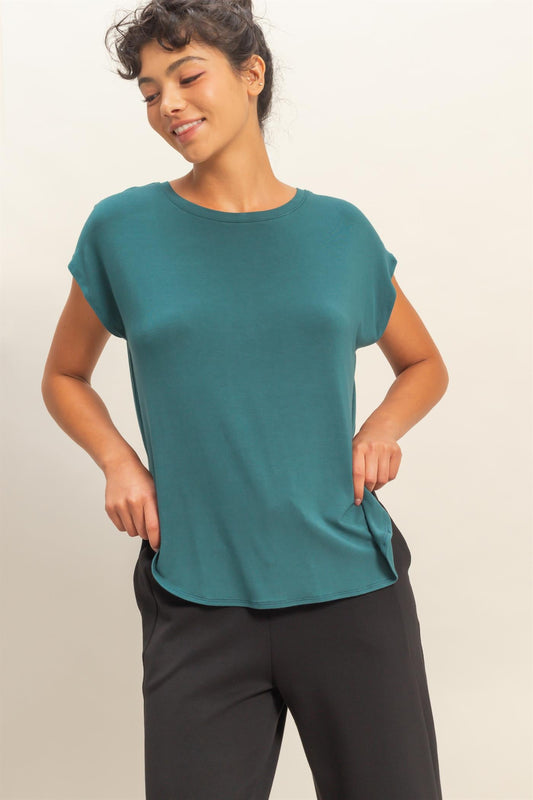 Relaxed Short Sleeve Round Neck Top