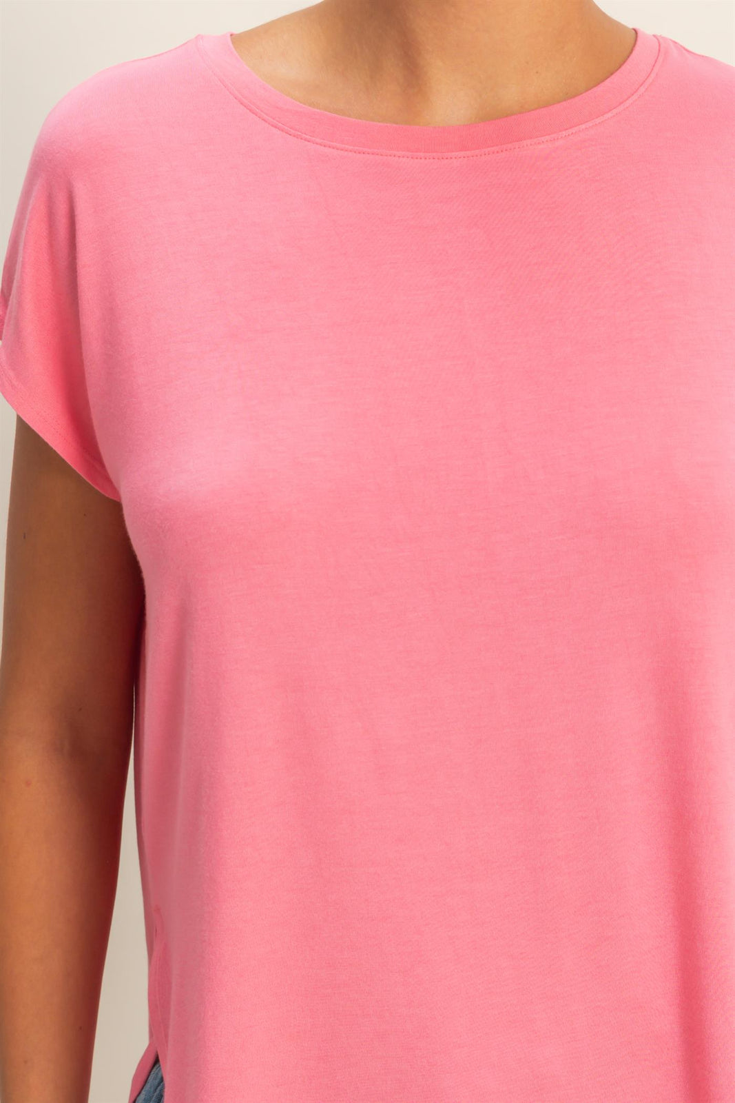 Relaxed Short Sleeve Round Neck Top