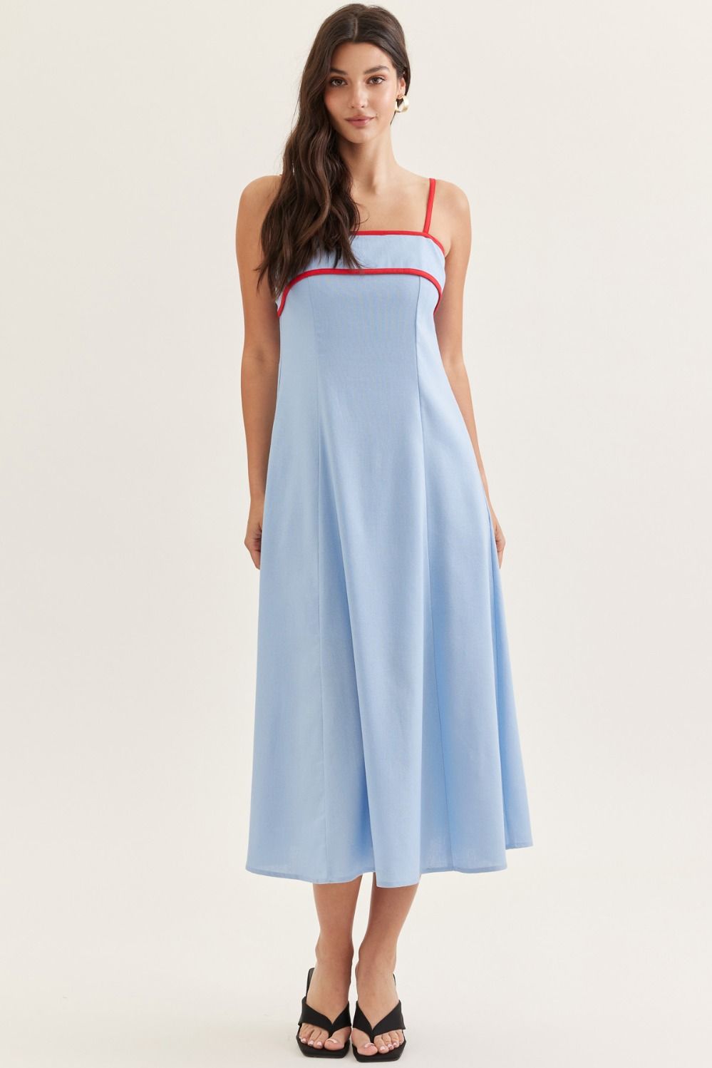 Entro- Solid sleeveless midi dress.