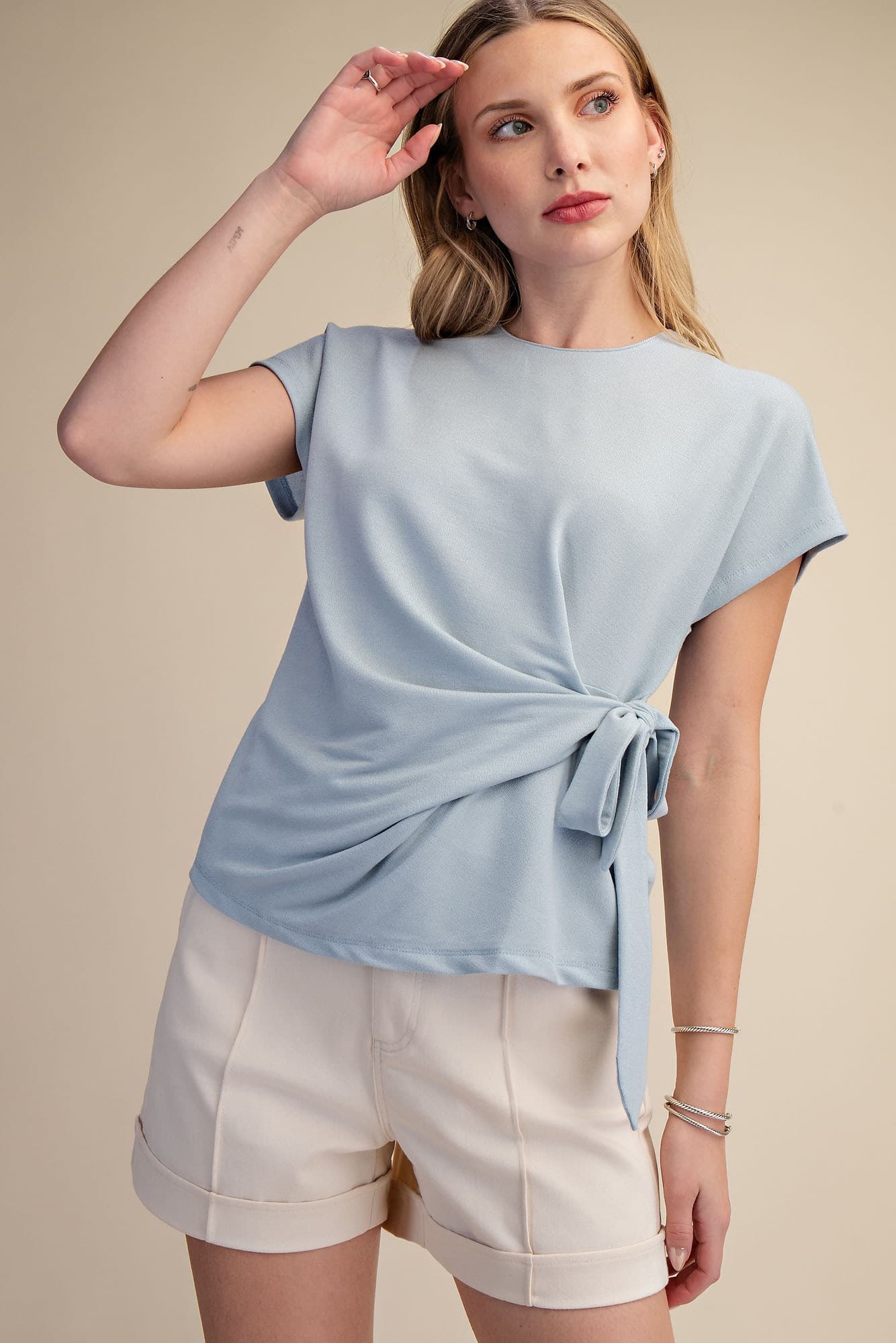 Glam Knotted Tie Light Knit Top