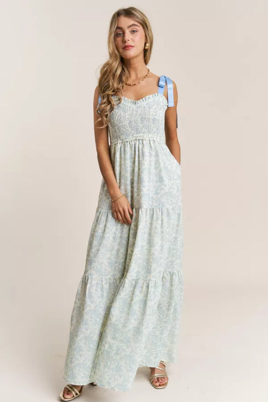 Jnna-FLORAL PRINT EMPIRE NECKLINE