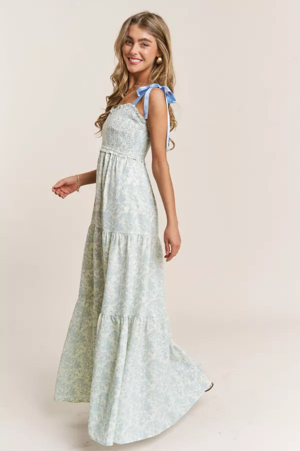 Jnna-FLORAL PRINT EMPIRE NECKLINE