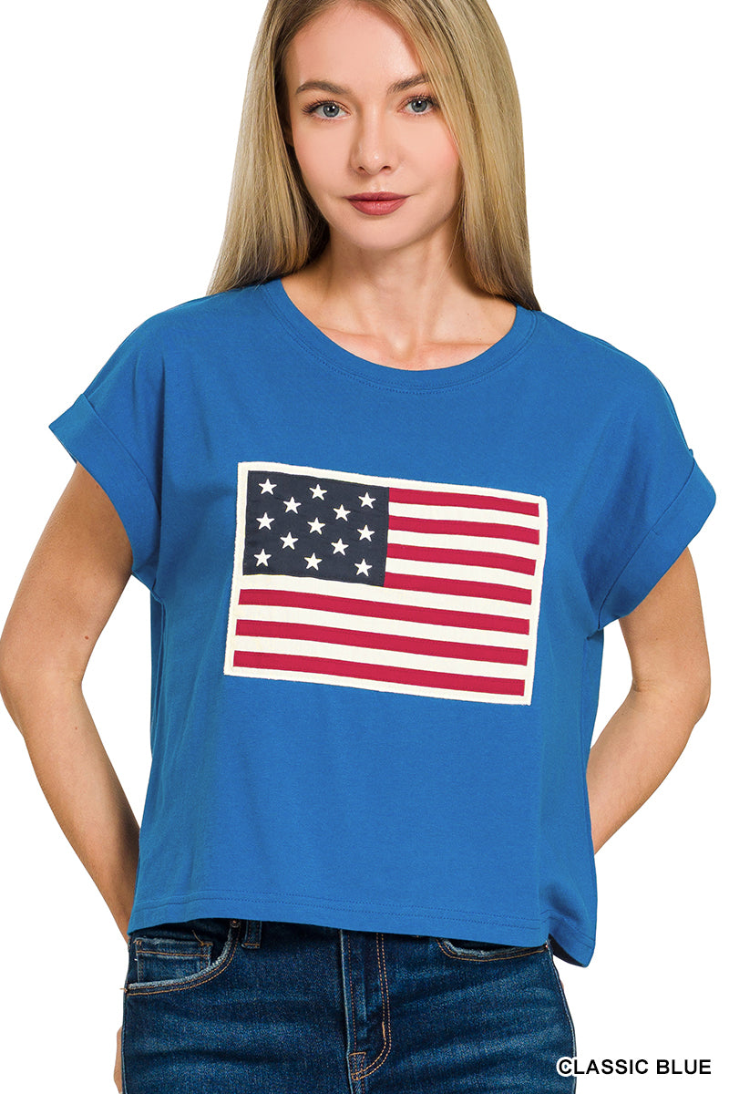AMERICAN FLAG PATCH TEE
