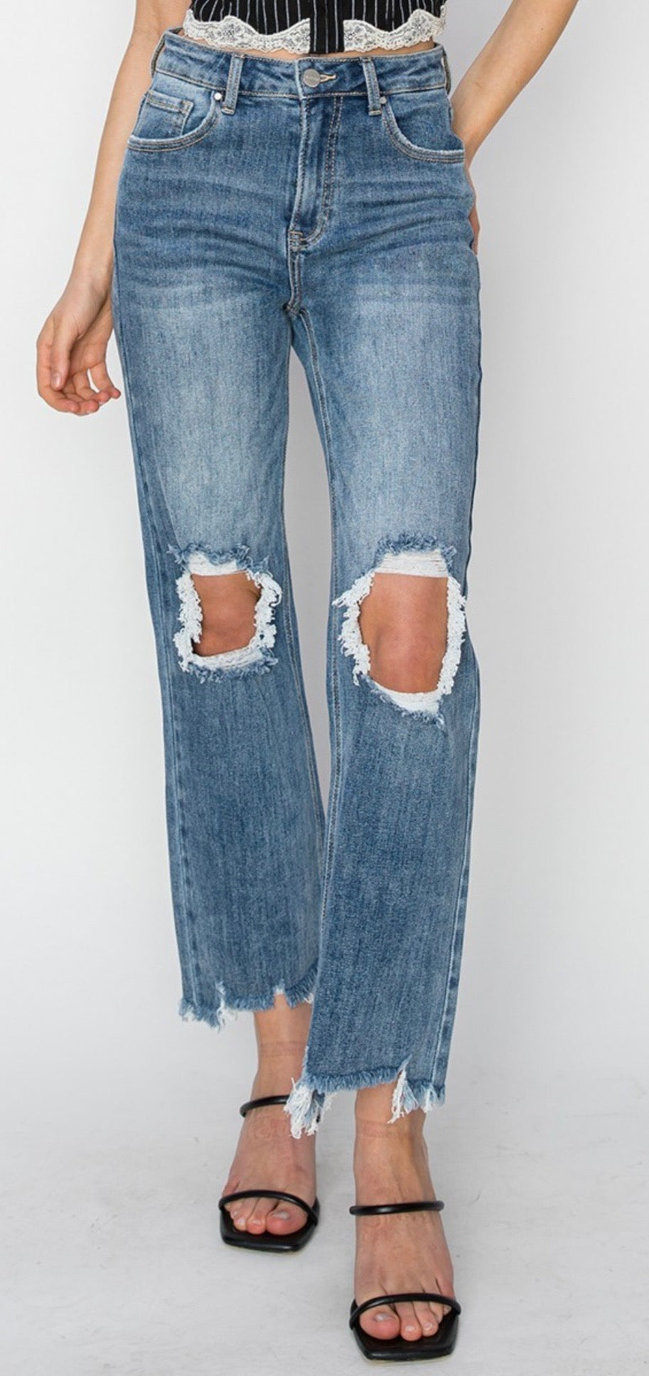 RISEN JEANS HIGH RISE CROP